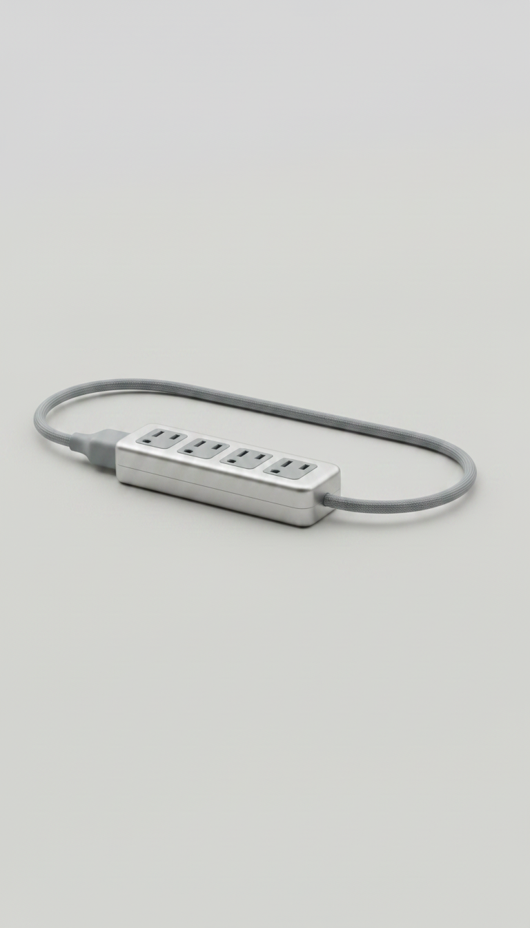 Alternate angle view of Sleek Extension Cord in Matte White