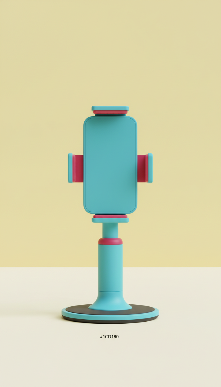 Hype Aqua adjustable phone mount, showing front and side details on crisp white or solid palette-color backgrounds...