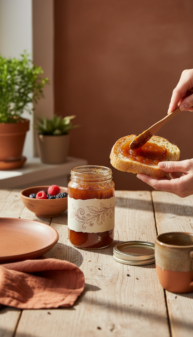 Artisanal Copper Jelly Jar in use